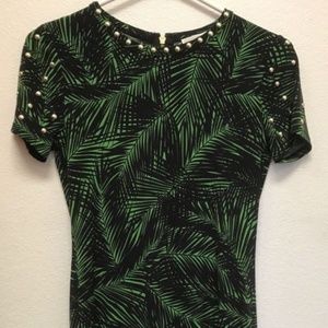 Michael Kors Gold Stud Jersey Dress Green/Black XS
